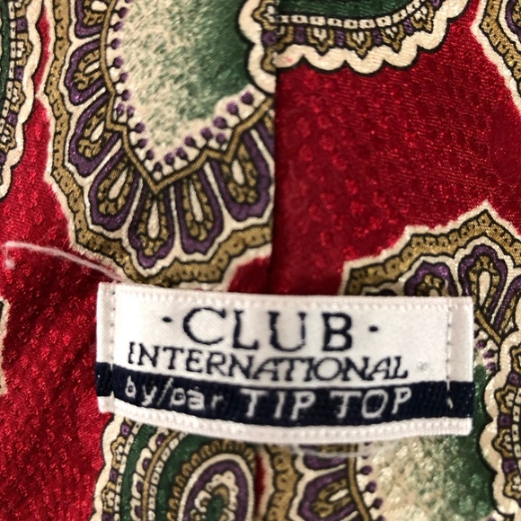 Men’s Vintage Red and Green Paisley Silk Tie. - Picture 3 of 4
